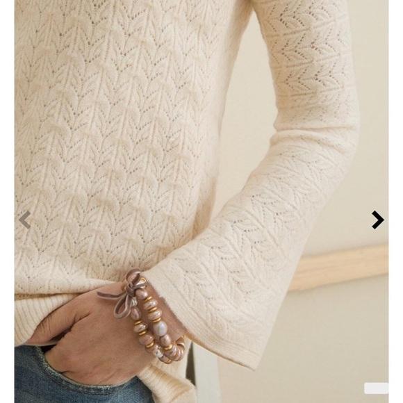 Chico's Drama Cable Pullover V-neck Sweater Oatmeal - Picture 5 of 14
